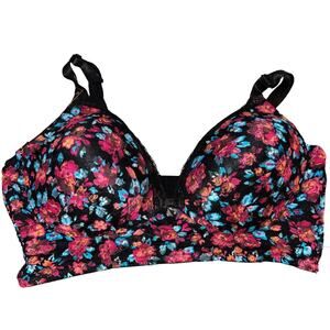 Black Fuchsia‎ by Black Fuchsia by Secret Lace 40D Pink Floral Lace Wireless Bra